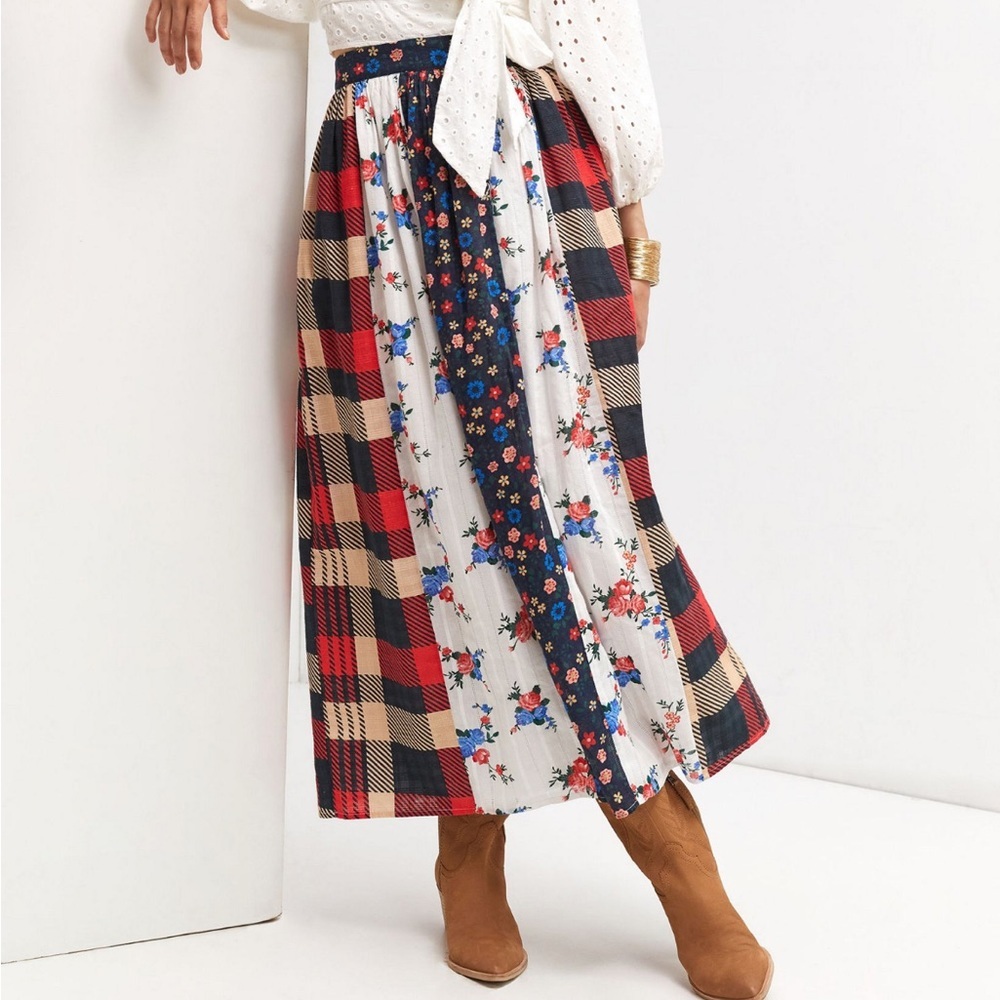 Anthropologie Let Me Be Contrast Maxi Skirt